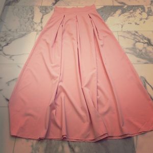 Long pink High Waisted Skirt